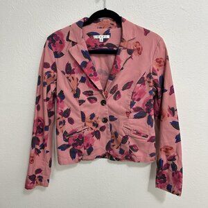 CAbi Style 804 Button Front Pink Purple‎ Watercolor Rose Garden Floral Jacket 6
